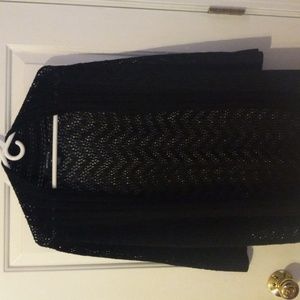 8th and Madison black knit open sweater